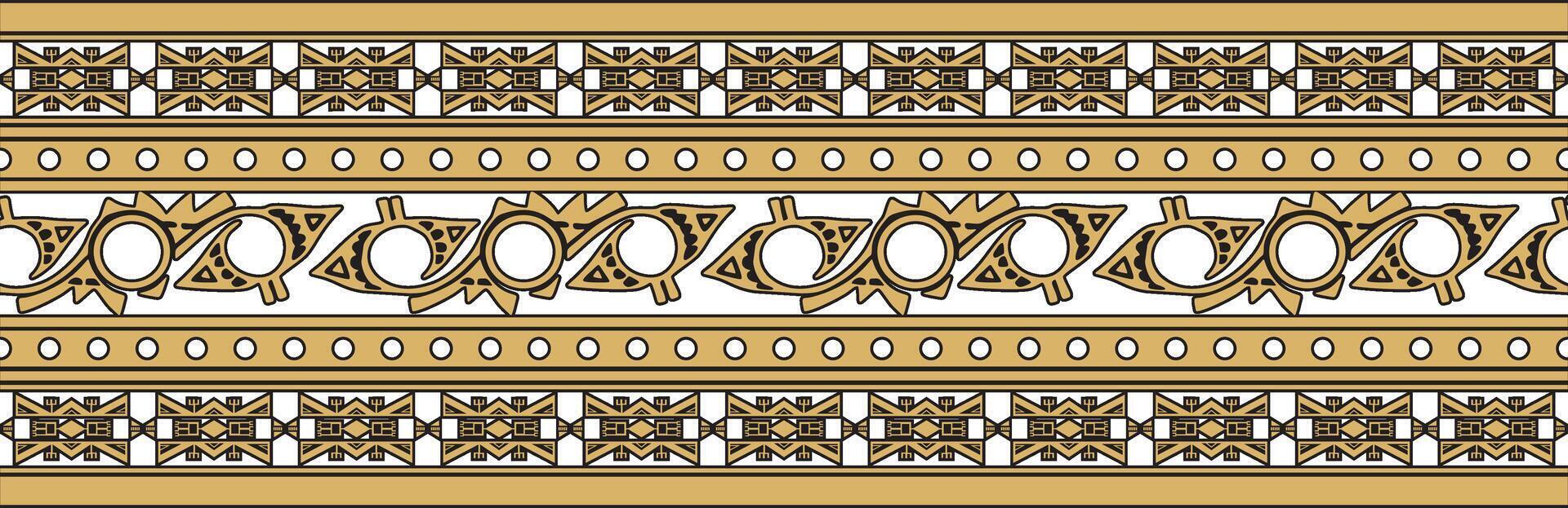 golden seamless Indian patterns. National seamless ornaments, borders, frames. colored decorations of the peoples of South America, Maya, Inca, Aztecs. Print for fabric, paper, textile and clothing. vector