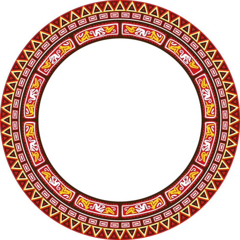 round colored border ornament. Native American tribes framework, circle. vector