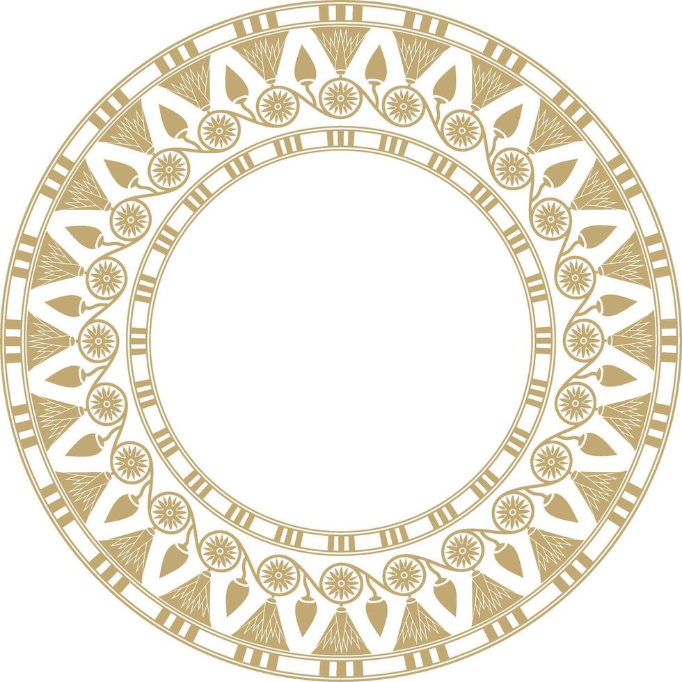 round golden Egyptian ornament. Endless circle border, ancient Egypt frame. vector