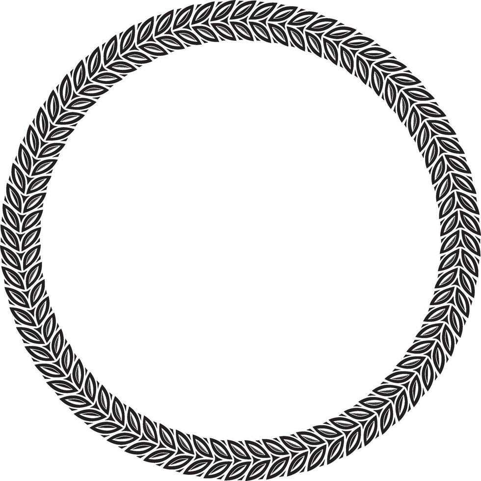 monochrome black round Yakut ornament. Endless circle, border, frame of the northern peoples of the Far East. vector