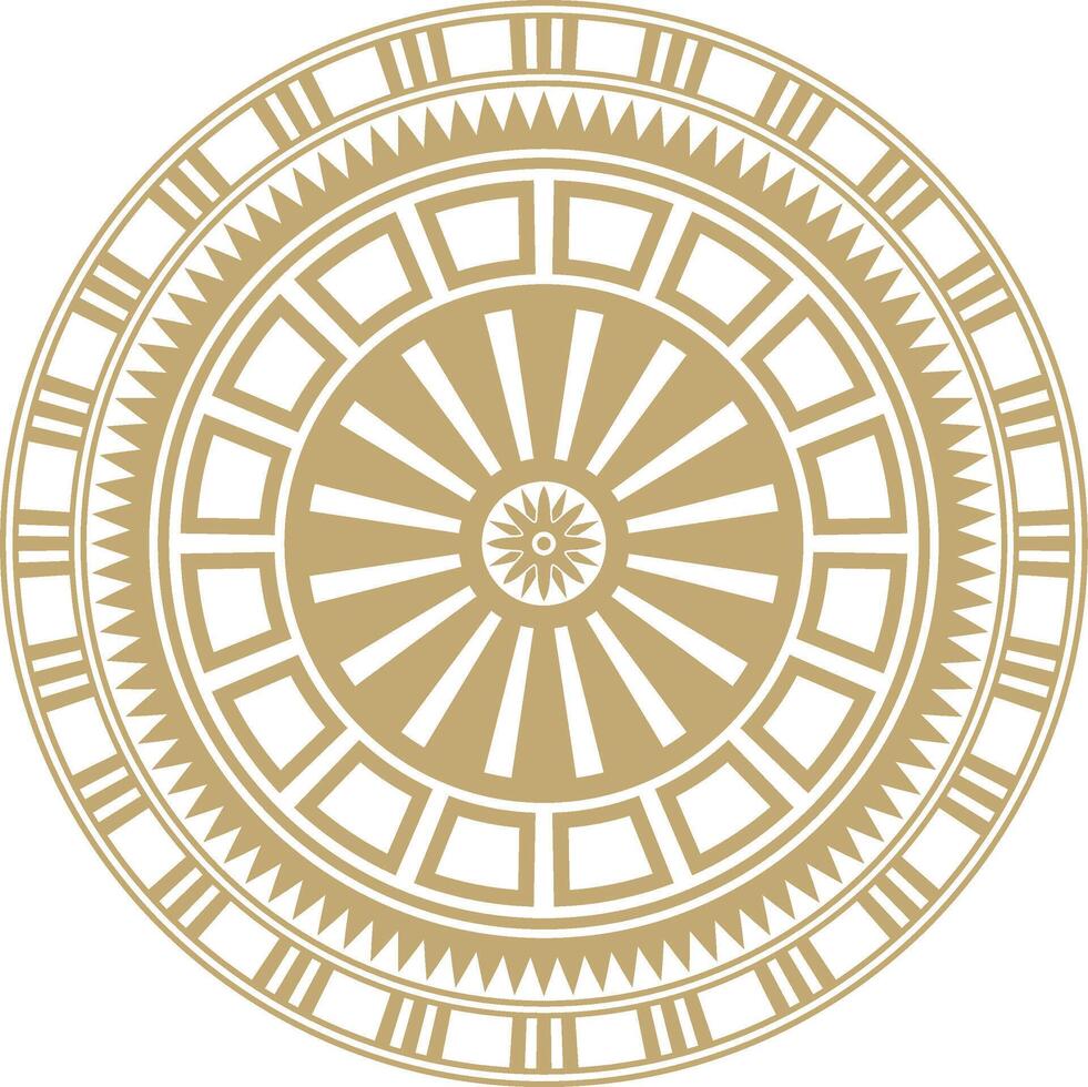 golden round Egyptian ornament. Endless Circle, Ring of Ancient Egypt. Geometric African frame. vector