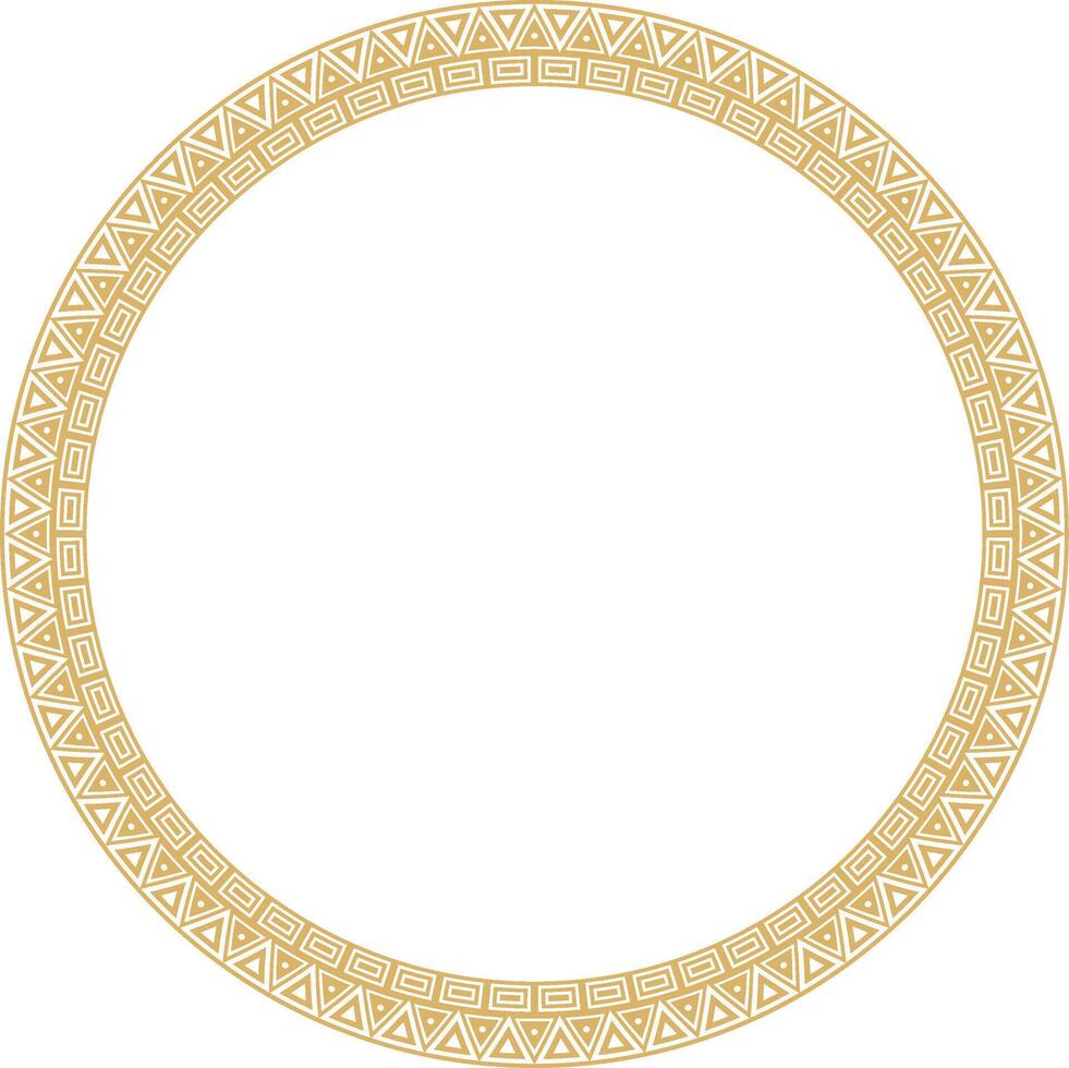 round golden border ornament. Native American tribes framework, circle. vector