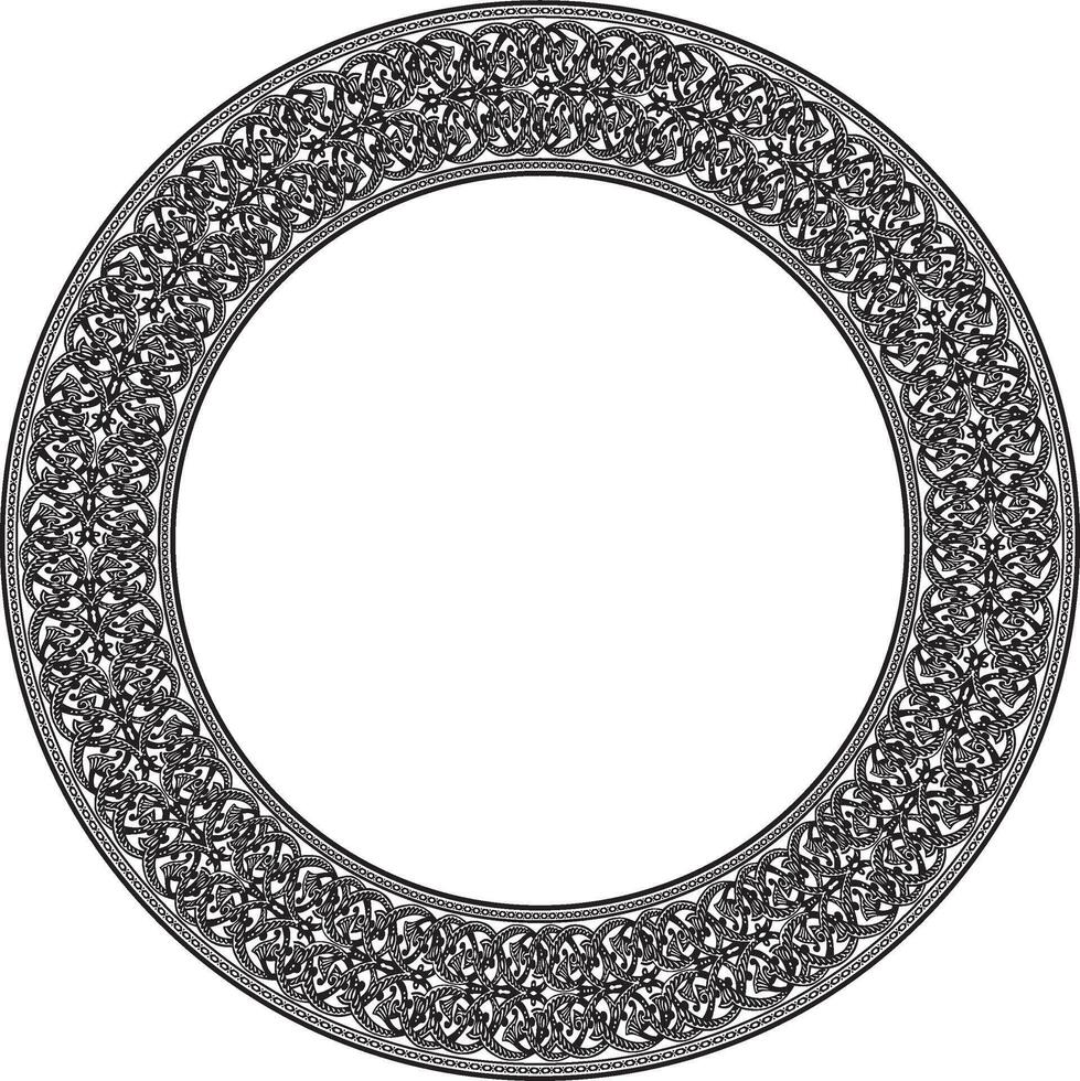 monochrome round oriental ornament. Arabic patterned circle of Iran, Iraq, Turkey, Syria. Persian frame, border. For sandblasting, laser and plotter cutting. vector