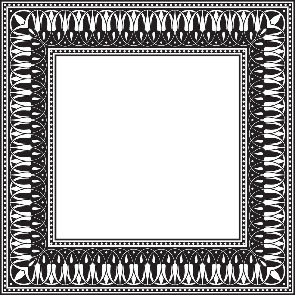 monochrome black square classic greek meander ornament. Pattern of ancient Greece. Border, frame of the Roman Empire. vector