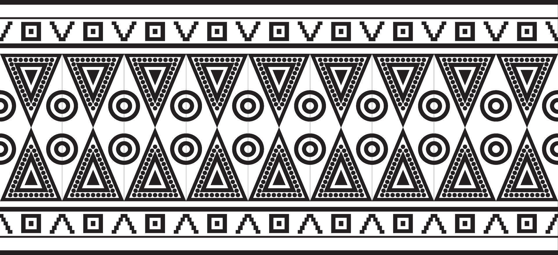 monochrome seamless ornament of Native Americans, Aztecs. Endless border of the tribes of South and Central America. vector
