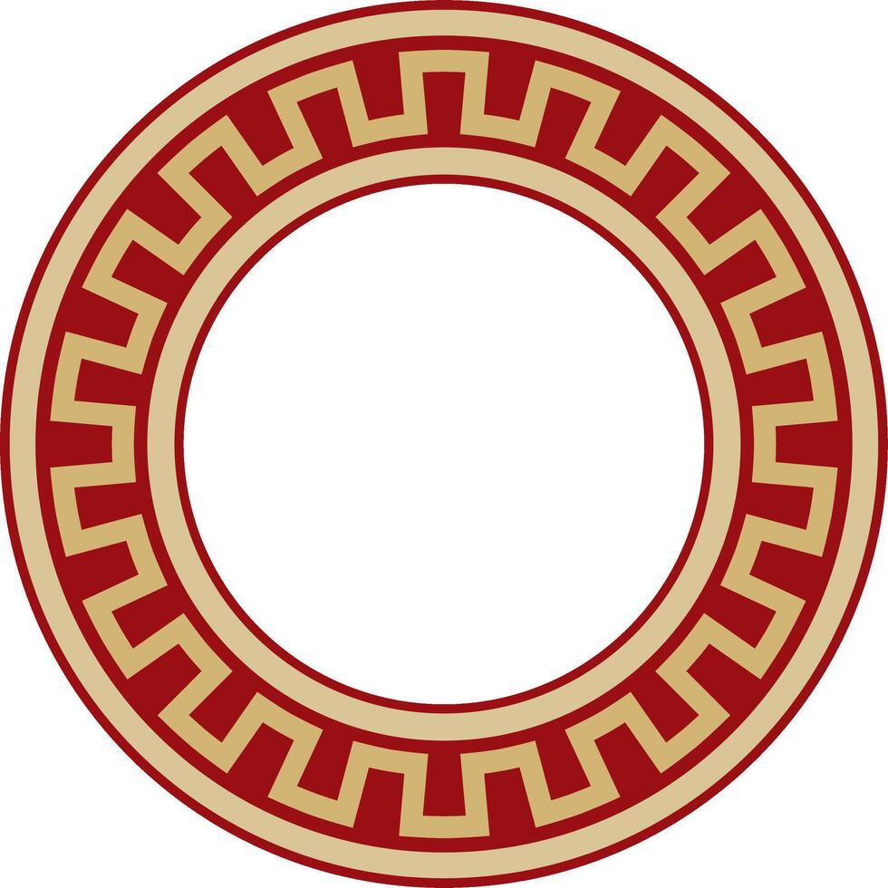 round gold with red jewish national ornament. Star of David. Semitic folk circle, pattern. Israeli ethnic sign, ring. vector