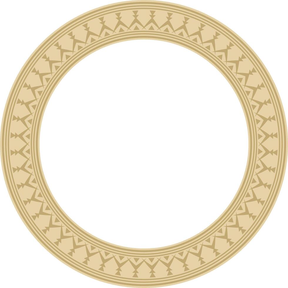 gold round Yakut ornament. Endless circle, border, frame of the northern peoples of the Far East. vector
