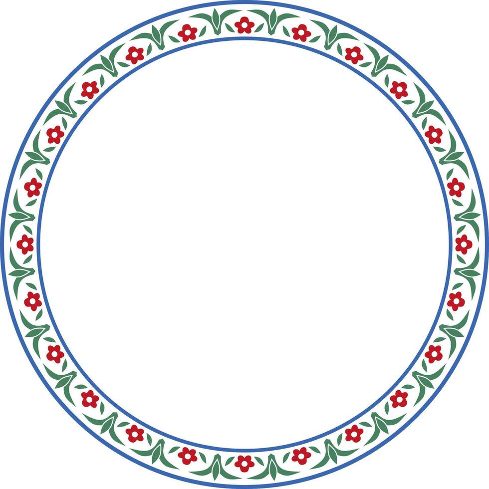 colored round Turkish ornament. Endless Ottoman national border, frame, ring vector