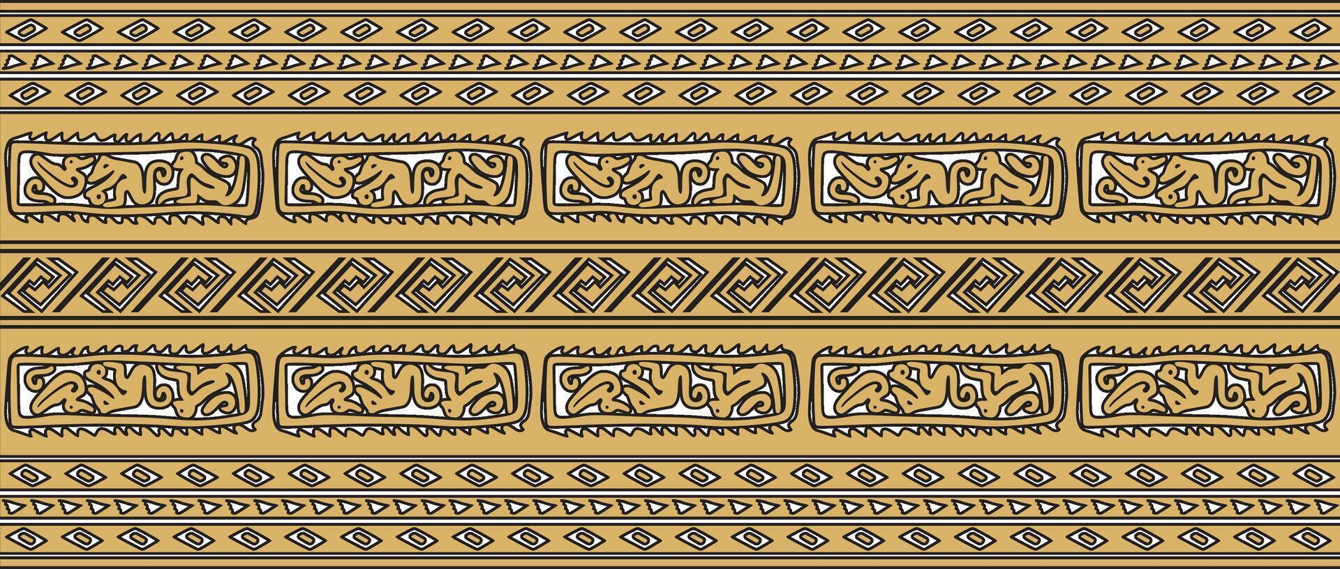 seamless golden border ornament. Native American tribes framework. vector