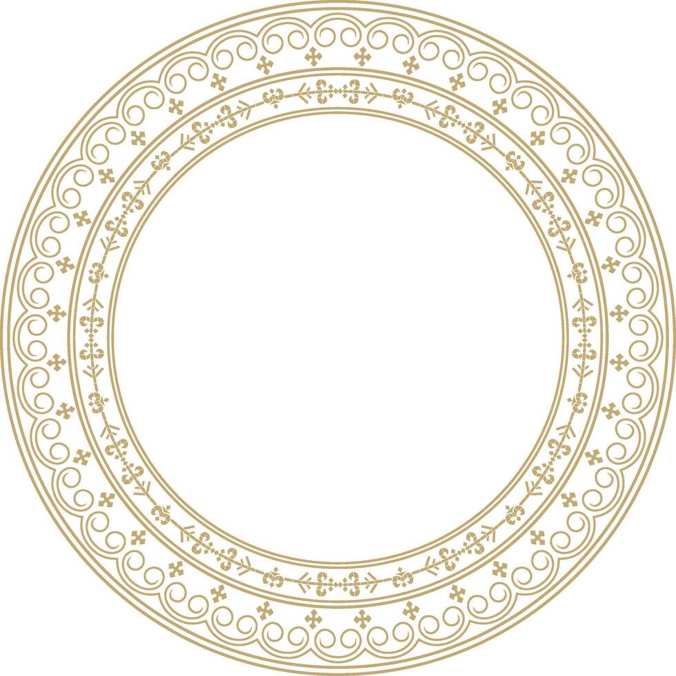 gold round Yakut ornament. Endless circle, border, frame of the northern peoples of the Far East. vector