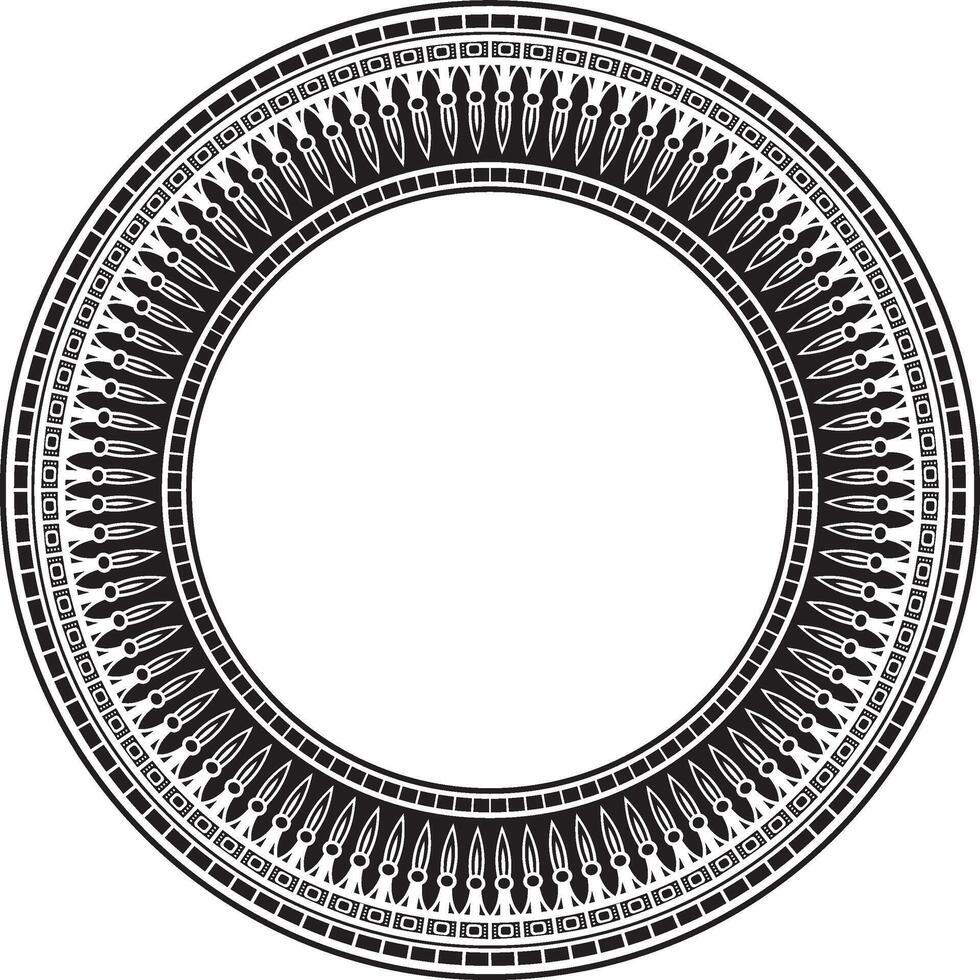 monochrome round ornament of ancient Egypt. Circle Border, frame in pyramids. vector