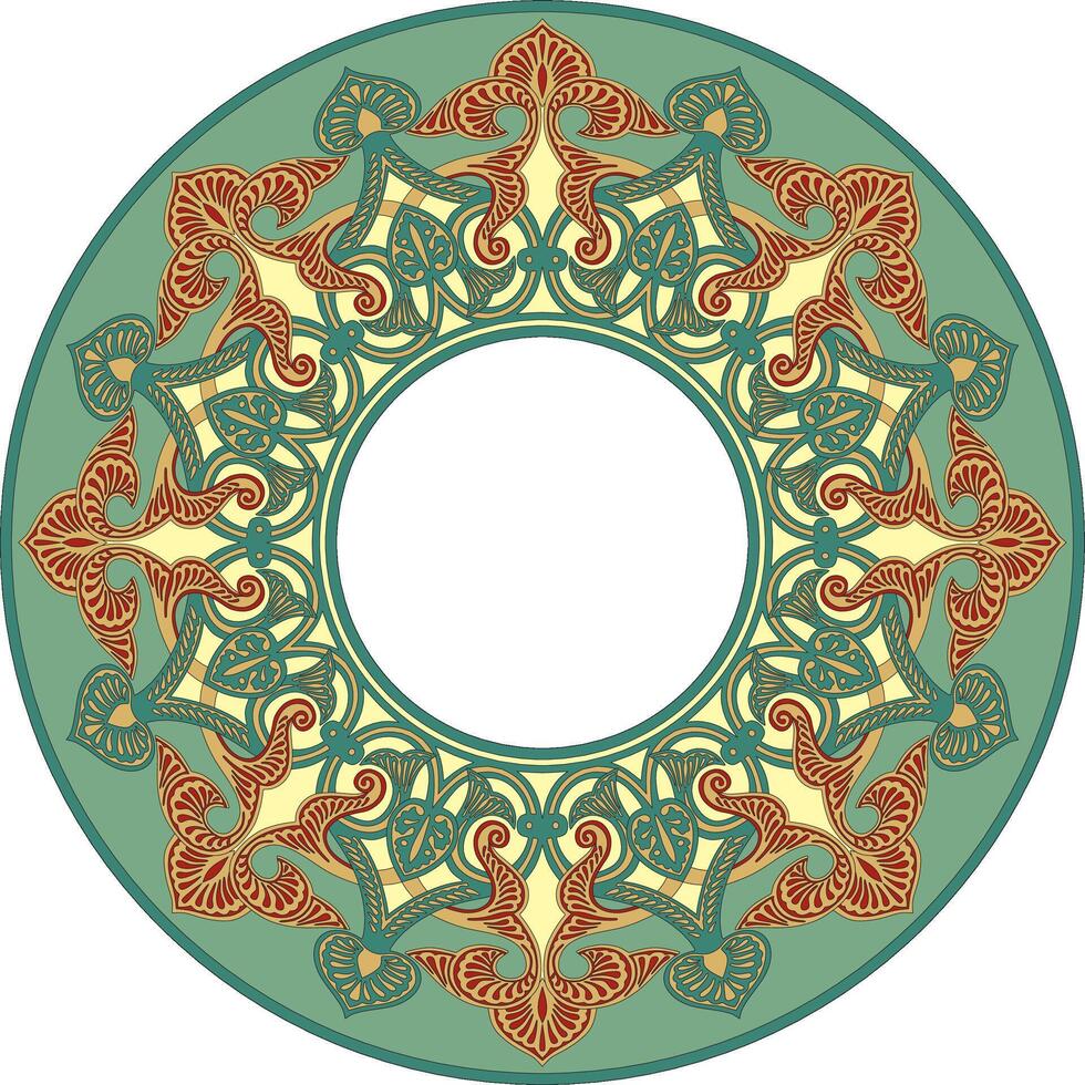 colored round oriental ornament. Arabic patterned circle of Iran, Iraq, Turkey, Syria. Persian frame, border. vector