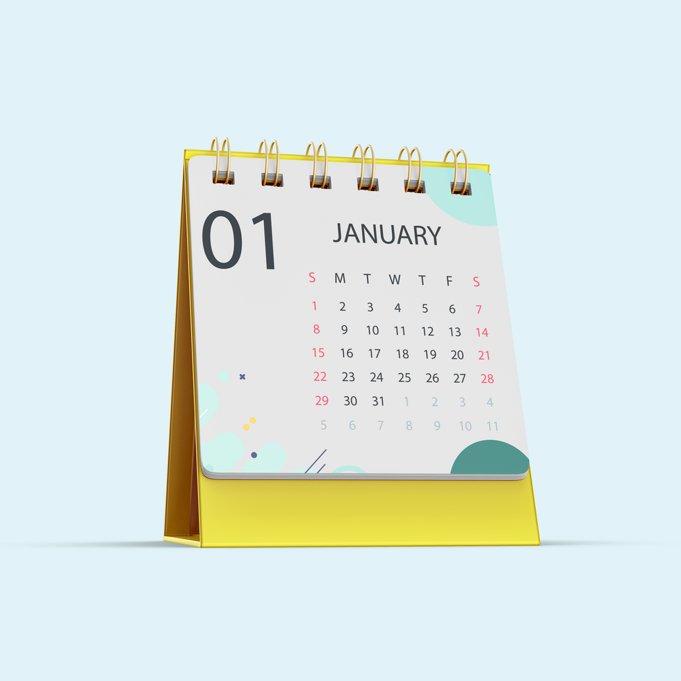 Table Desk Calendar Mockup psd