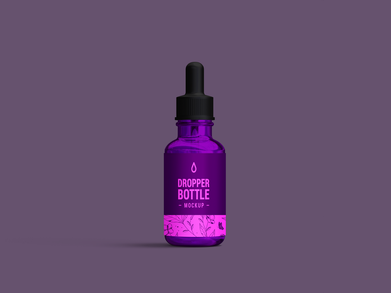 Purple serum glass ampoule dropper bottle Mockup - Essential oil or Skin care packaging mock up psd