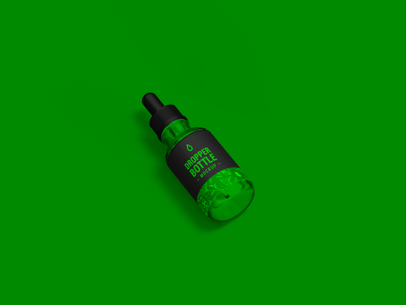 Cosmetic serum glass ampoule bottle Mock-up - Green dropper bottle Mockup psd