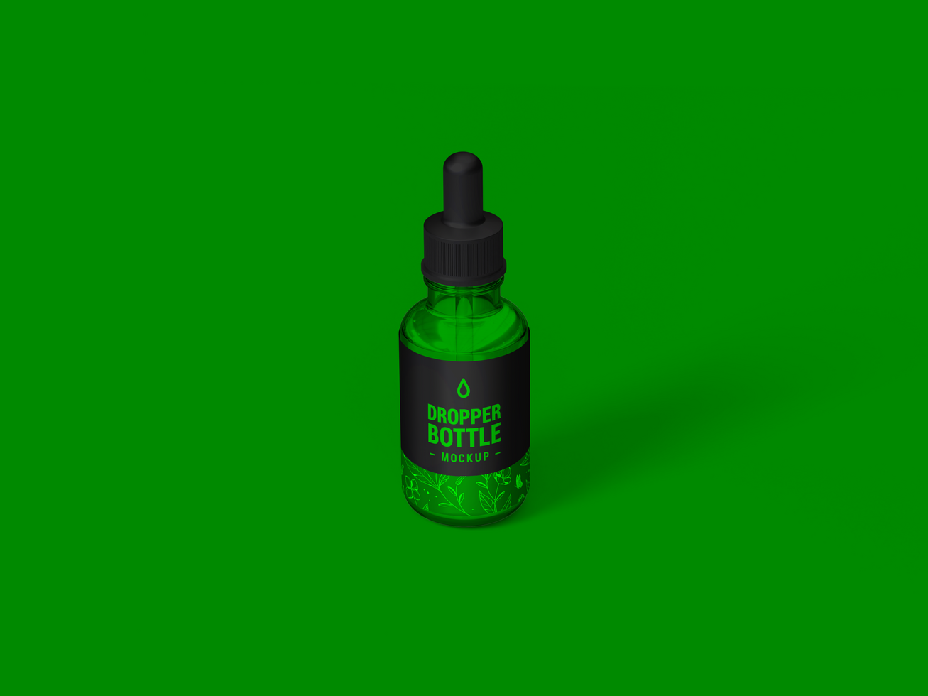 Cosmetic serum glass ampoule bottle Mock-up - Green dropper bottle Mockup psd