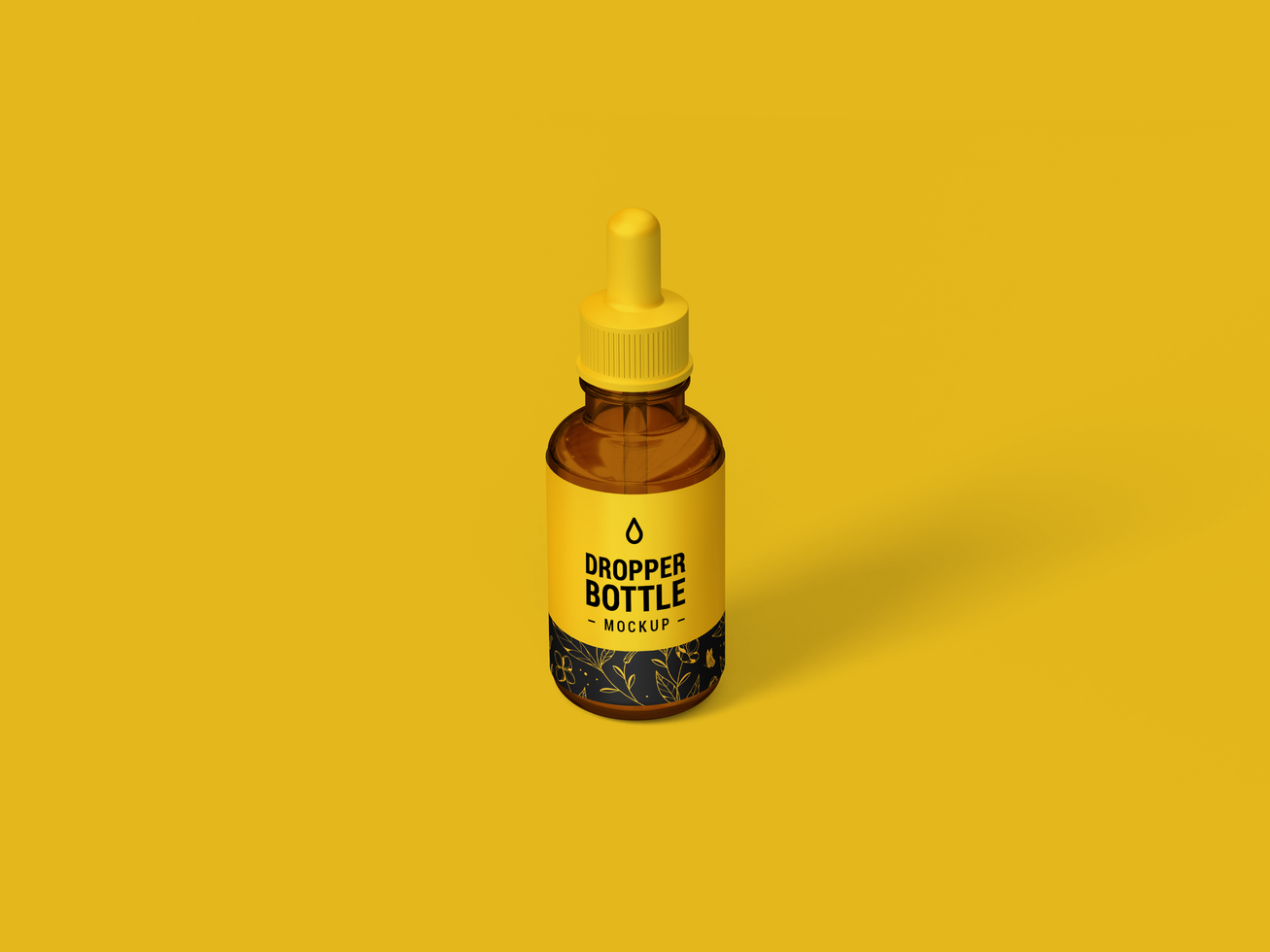 Glass brown bottle with essential oils and dropper - 3D Render Mockup Illustration for branding psd