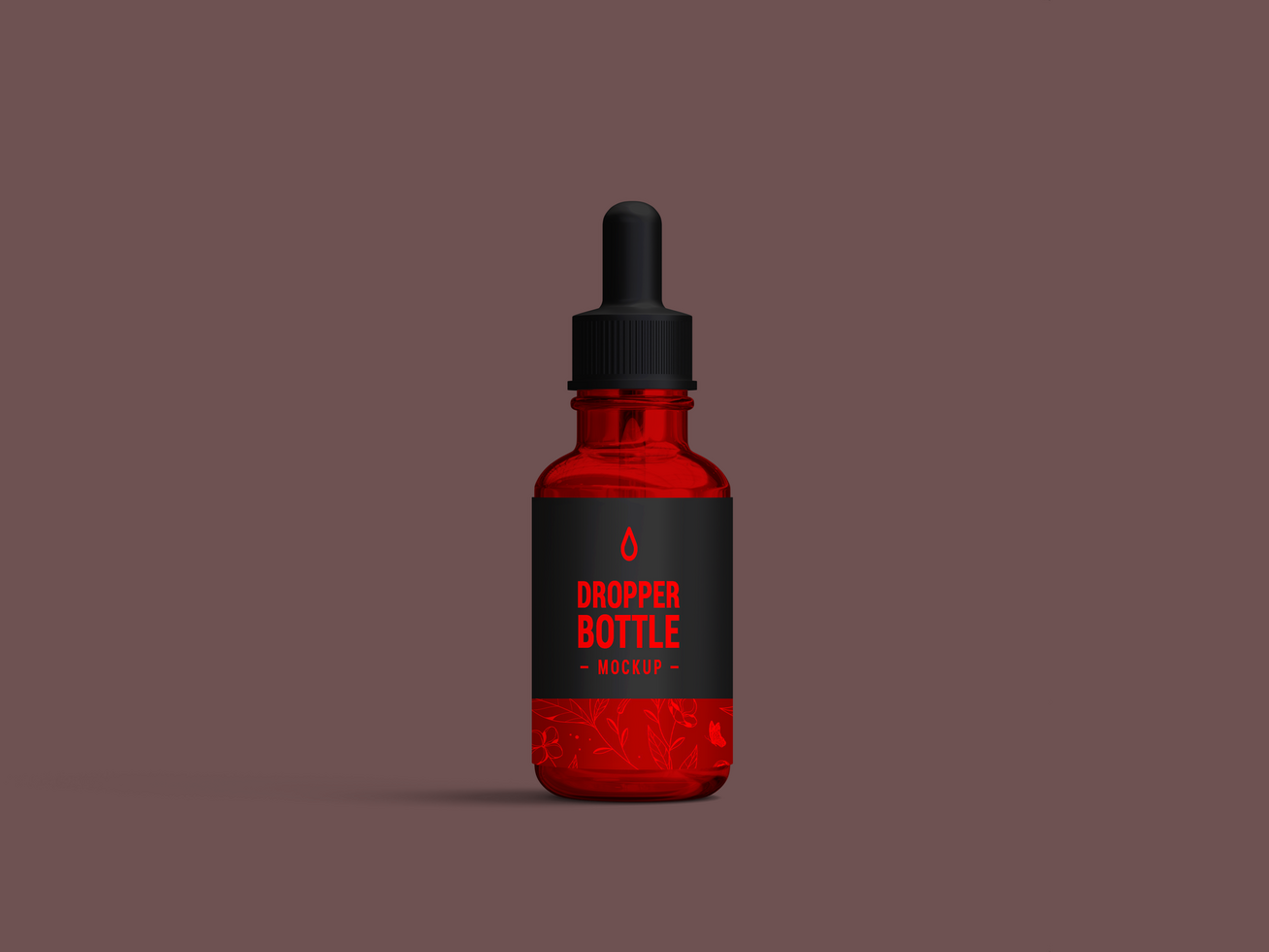 Red glass bottle with essential oils and dropper - 3D Render Mockup for branding psd