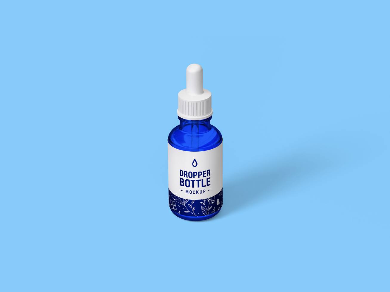 Blue serum glass ampoule bottle Mockup - Essential oil or Skin care packaging design mock up psd