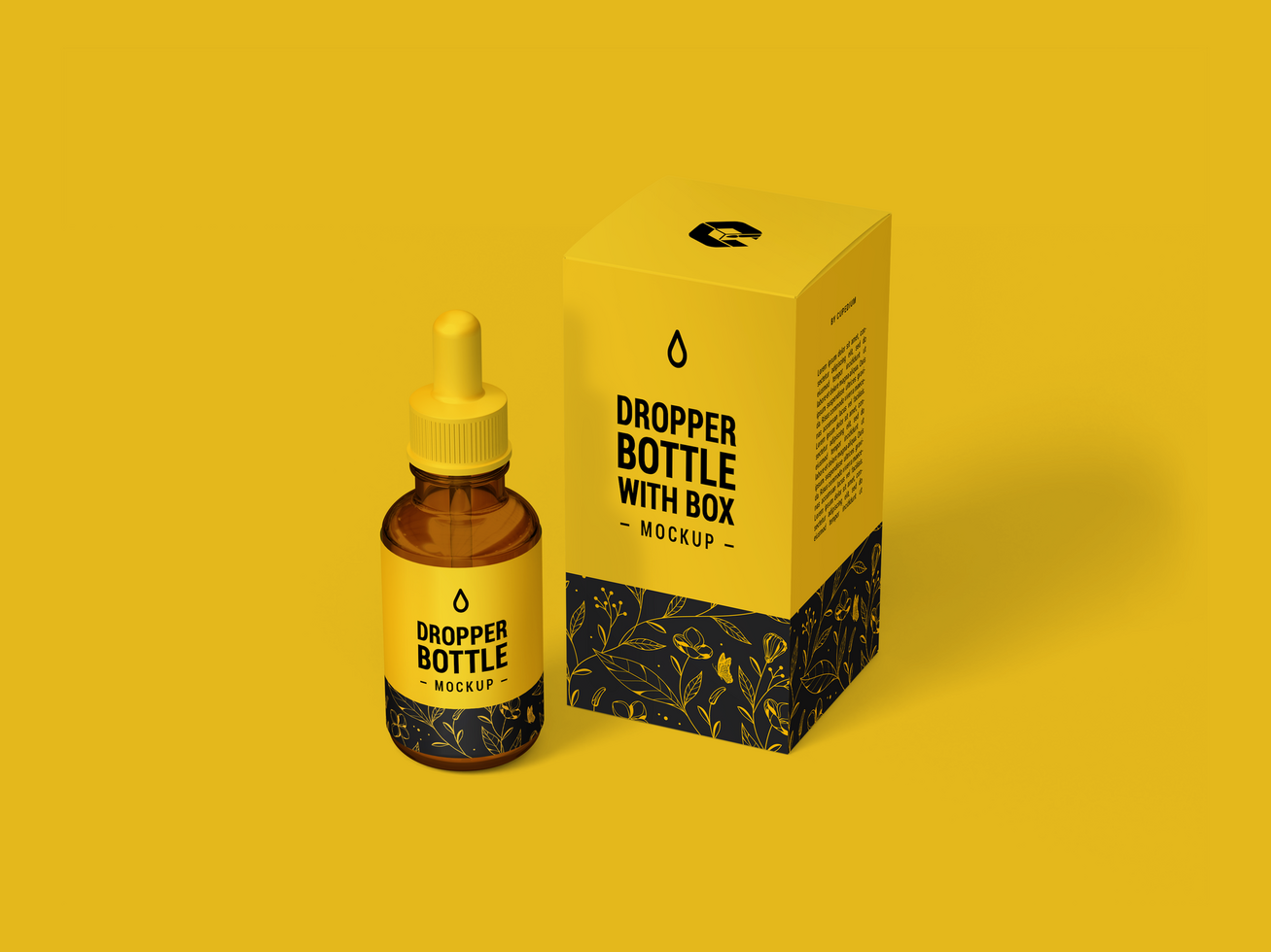 Amber glass essential oil bottle branding mockup - Skin care packaging design Mockup for branding psd