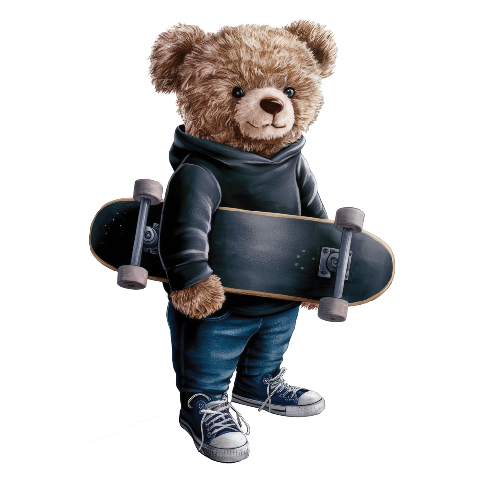 Lovable Plush Toy with skateboard Artwork png