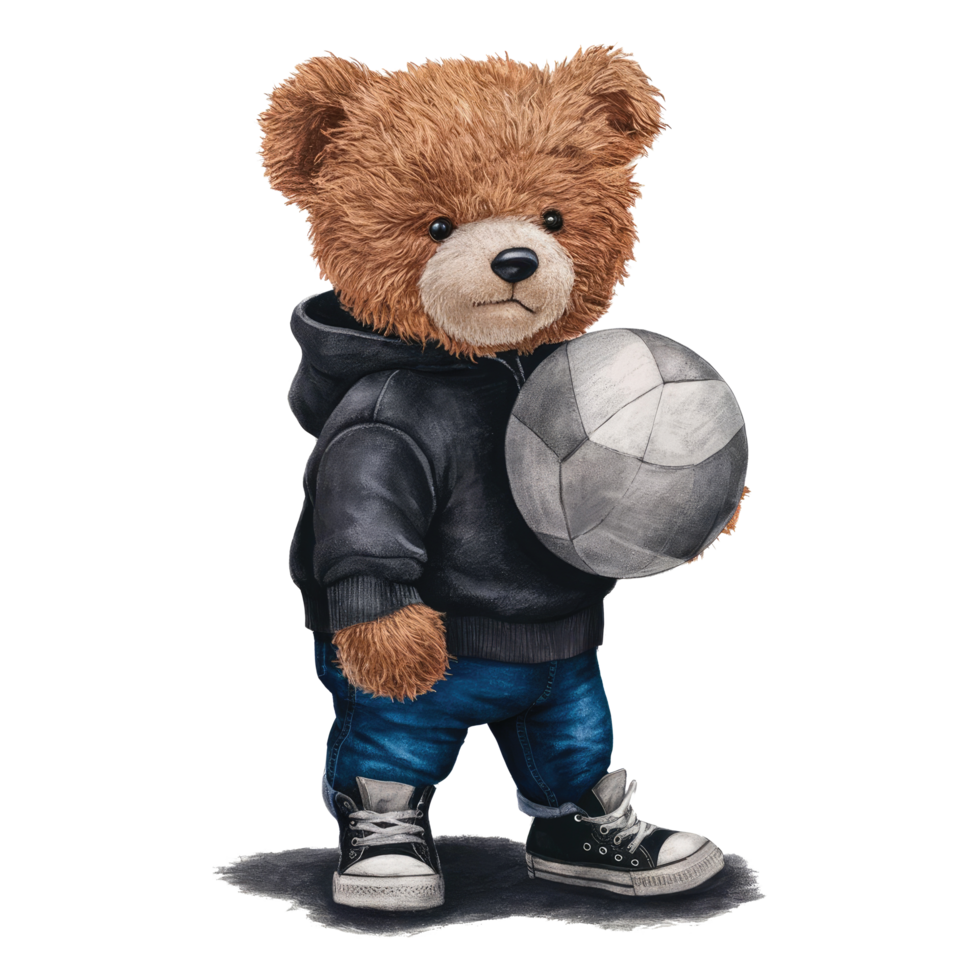 Friendly Teddy Bear in Sporty Outfit Image png