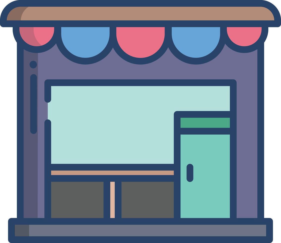 Shop linear color illustration vector