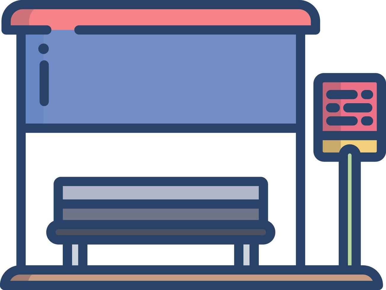 Bus Stop linear color illustration vector