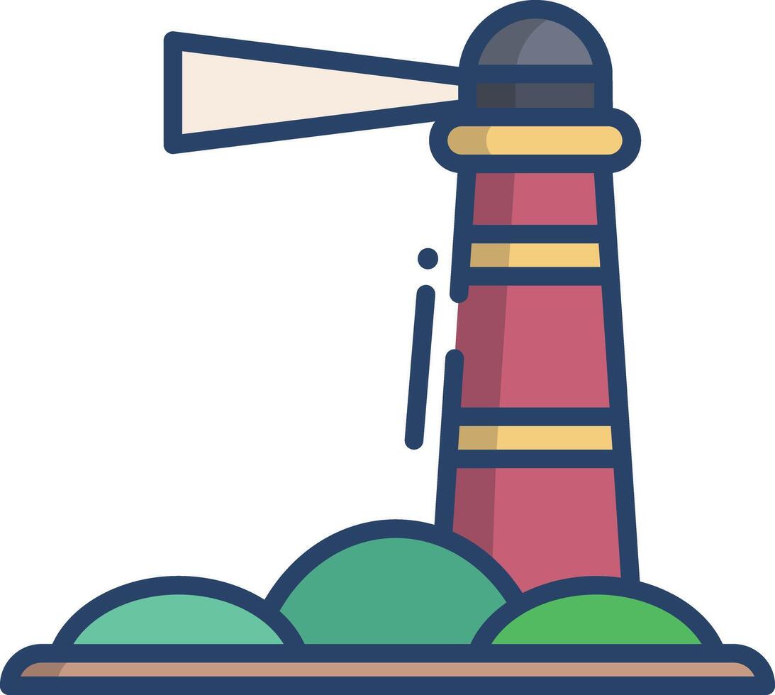 Lighthouse linear color illustration vector
