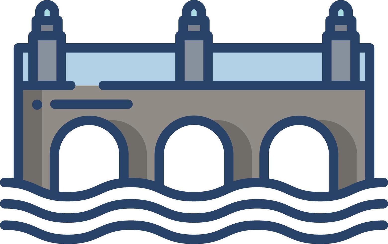 Bridge linear color illustration vector