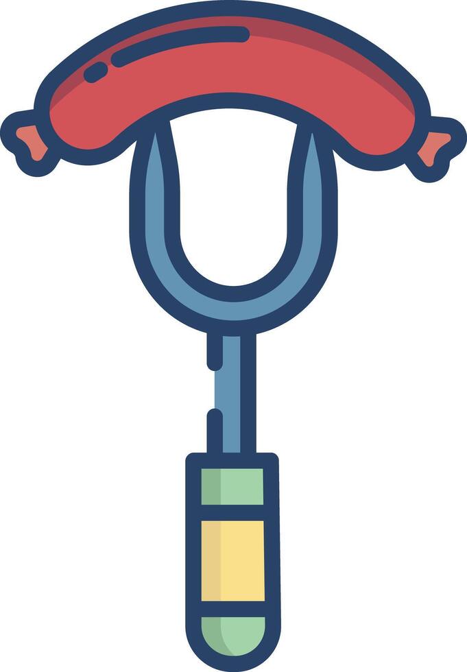 Barbecue fork linear color illustration vector