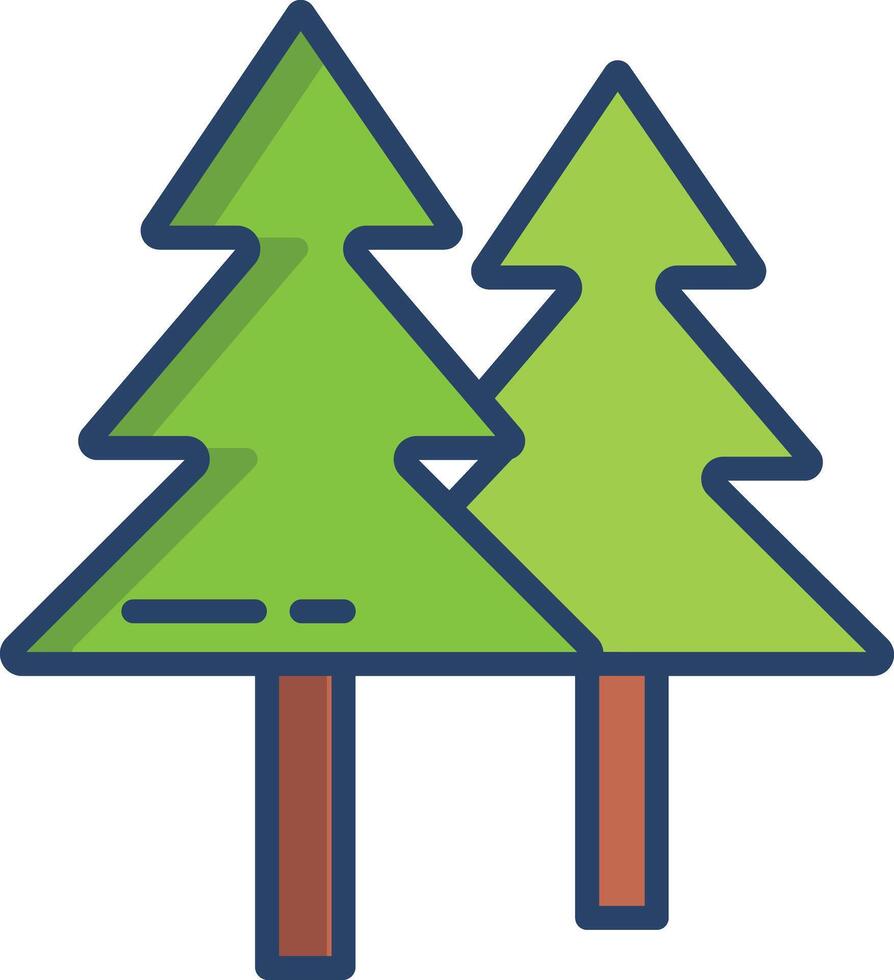Pine tree linear color illustration vector