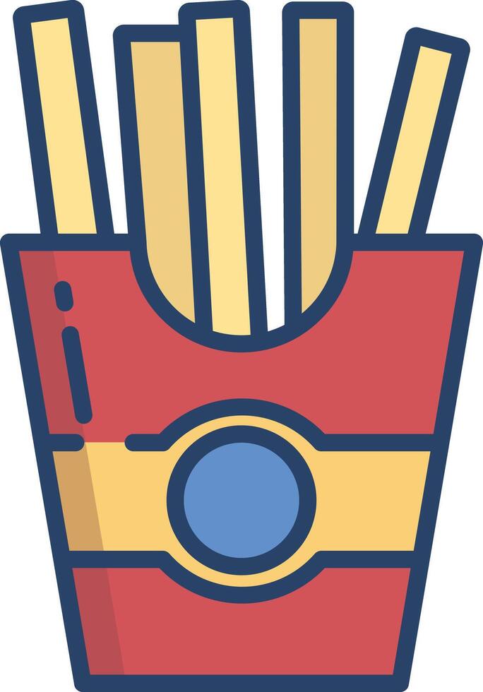 French fries linear color illustration vector