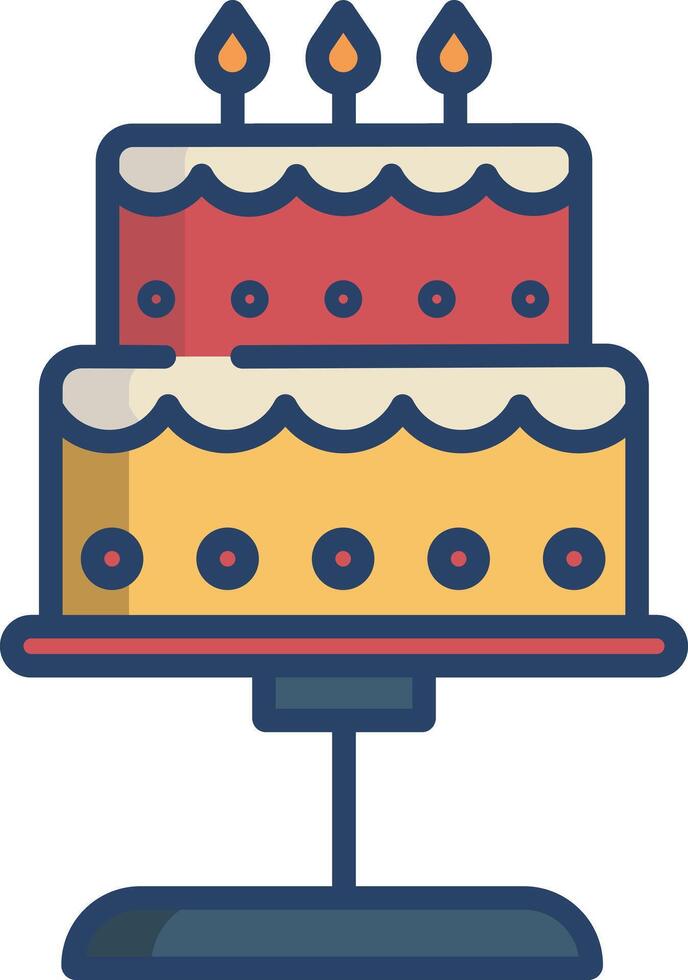 Cake linear color illustration vector
