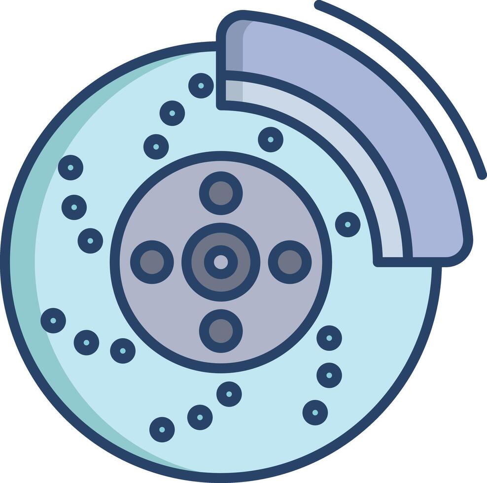 Disk brake linear color illustration vector