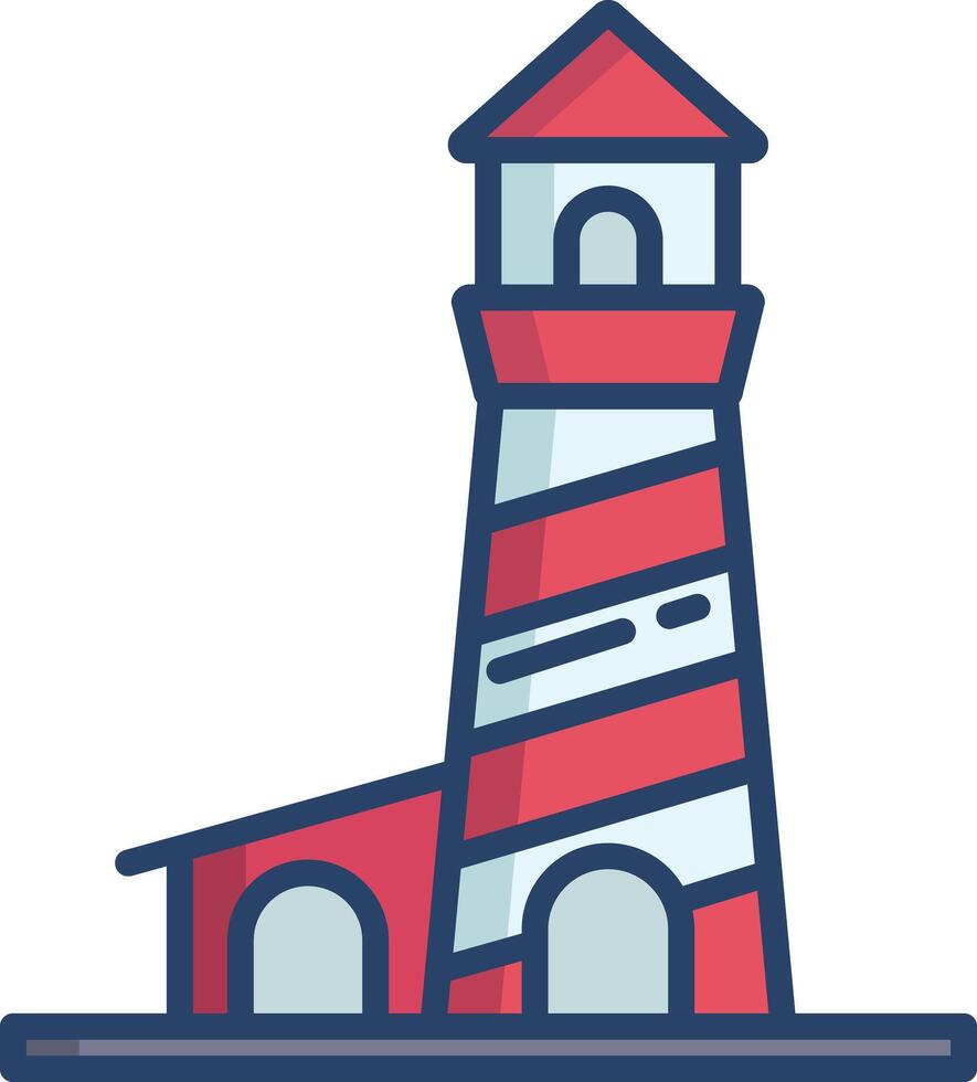 Light house linear color illustration vector