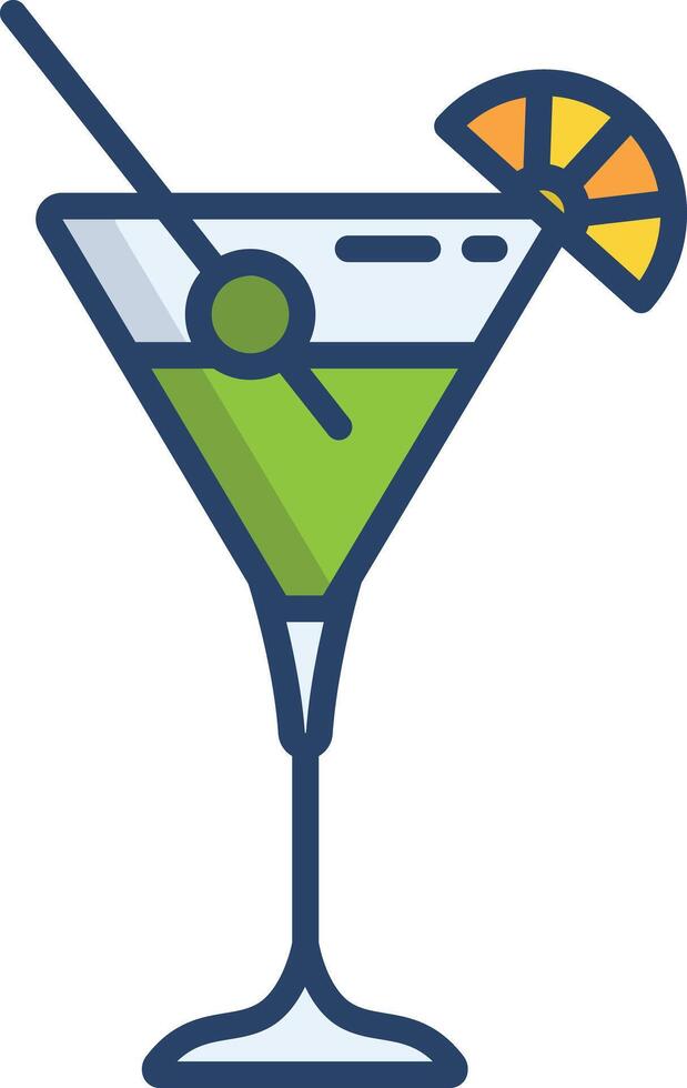 Cocktail linear color illustration vector