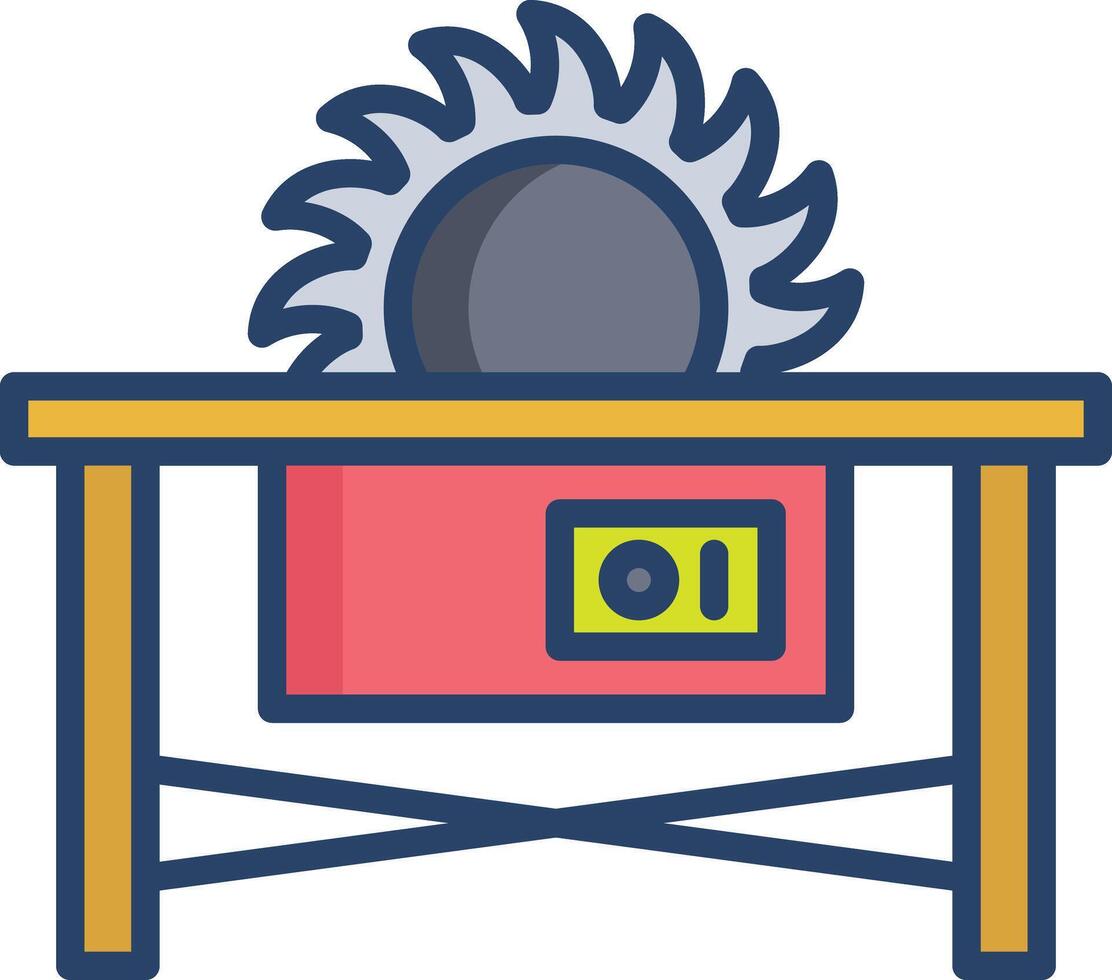 Saw Table linear color illustration vector