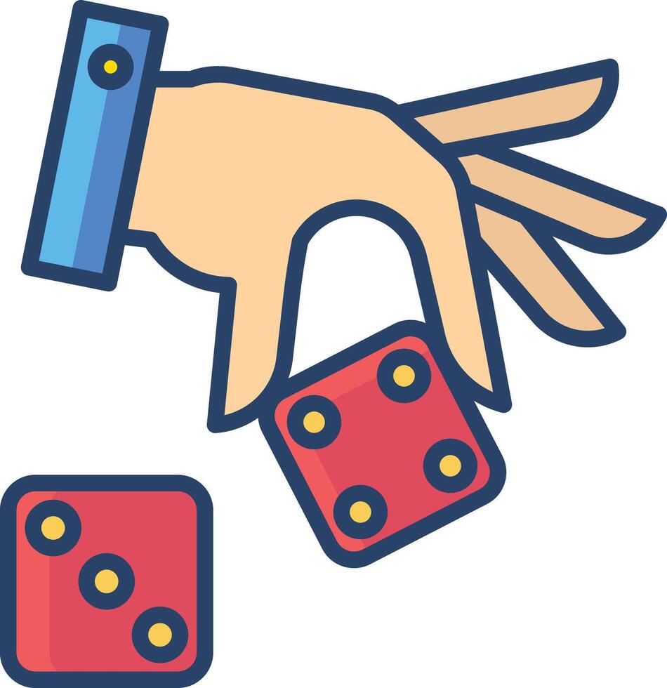 Dice throw linear color illustration vector