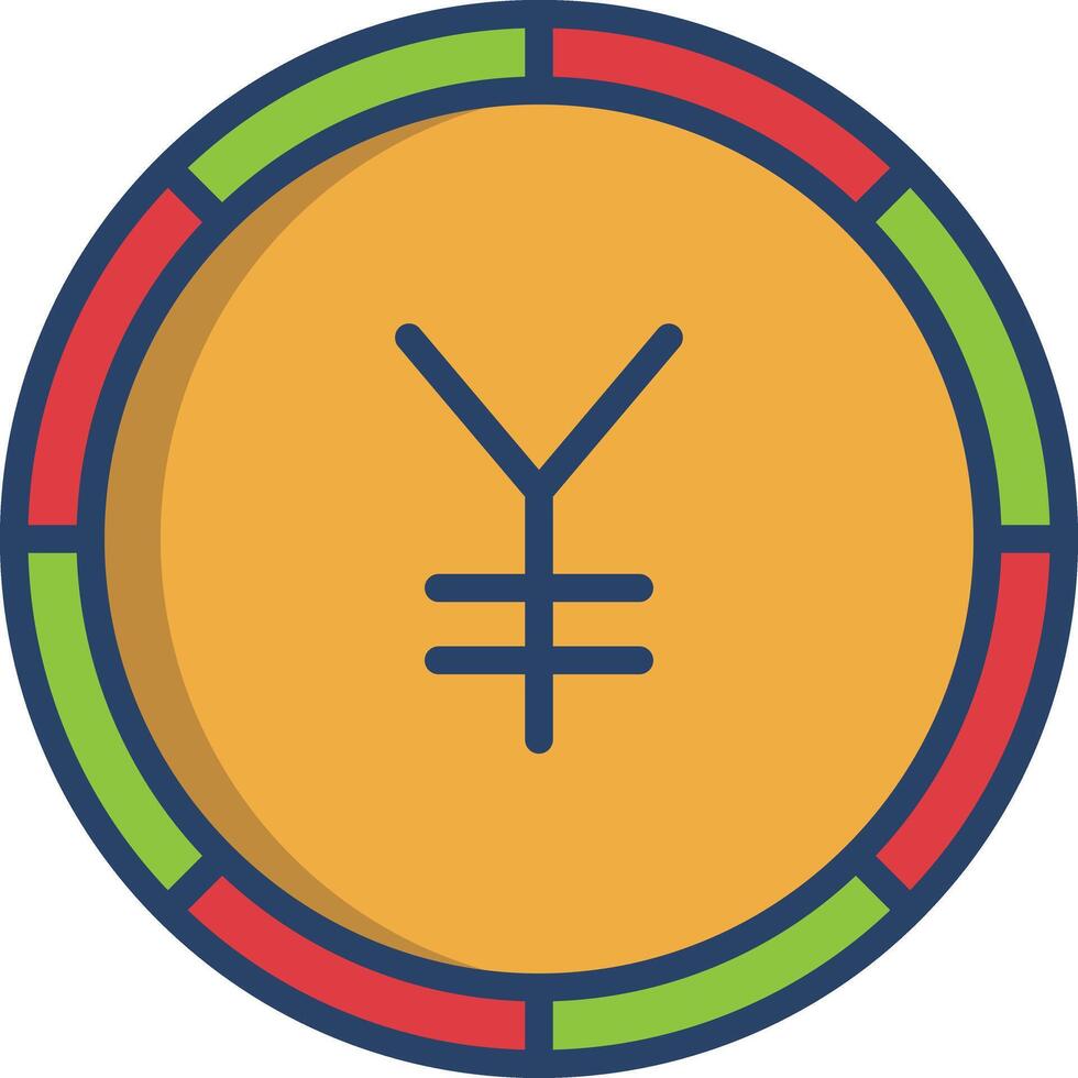 Yuan coin linear color illustration vector