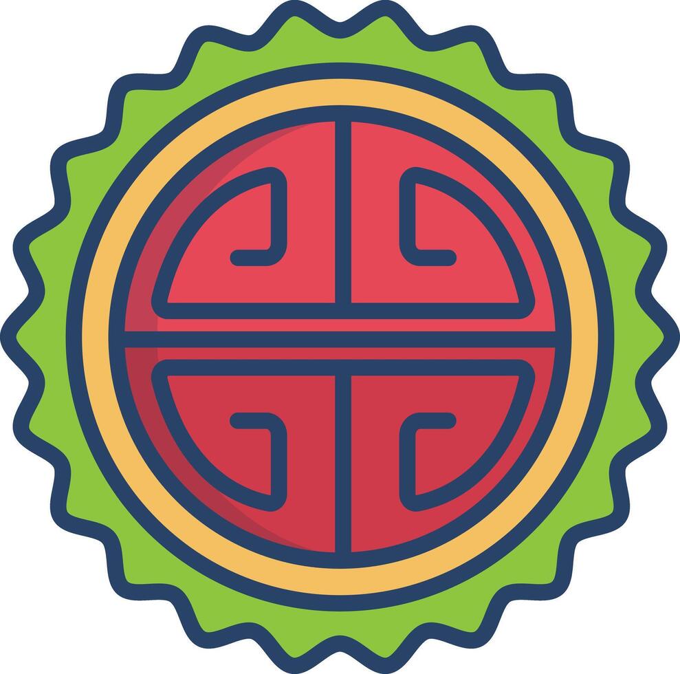 Moon Cake linear color illustration vector