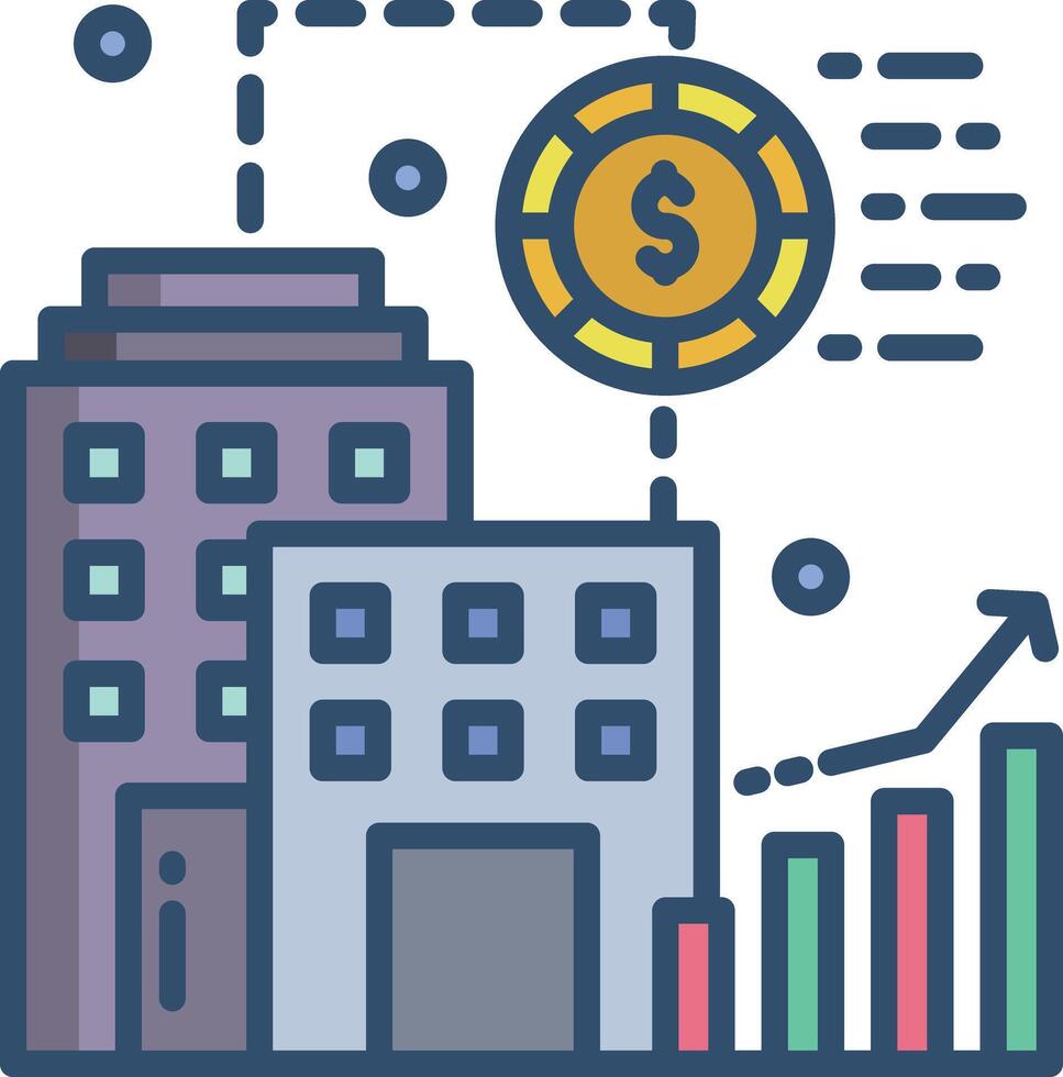 business growth linear color illustration vector