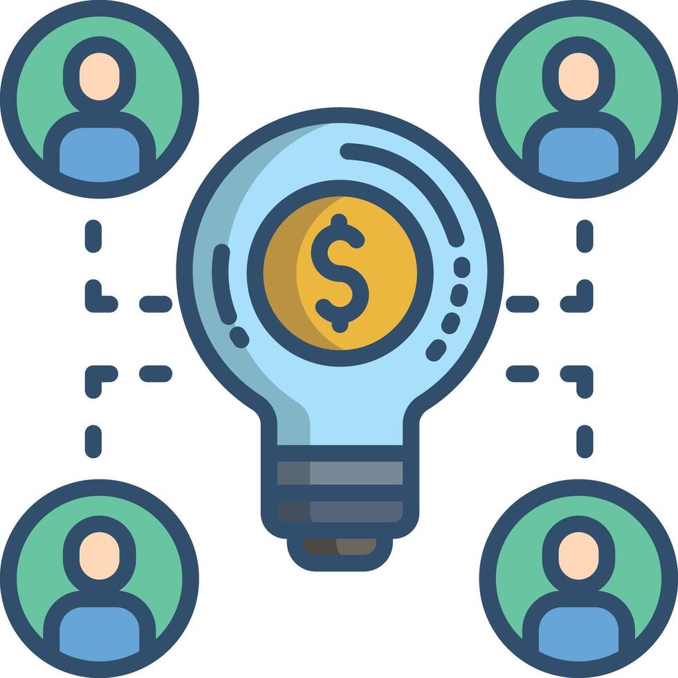 Crowdfunding idea linear color illustration vector