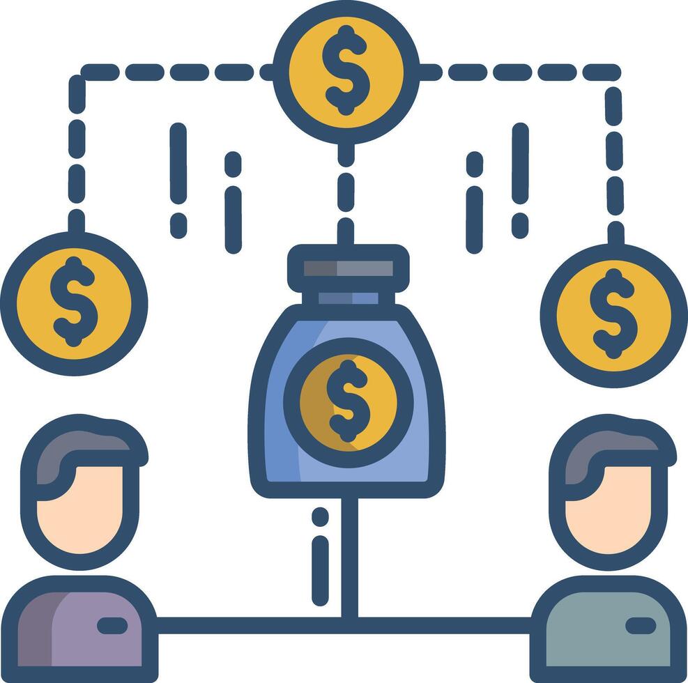 Equity crowdfunding linear color illustration vector