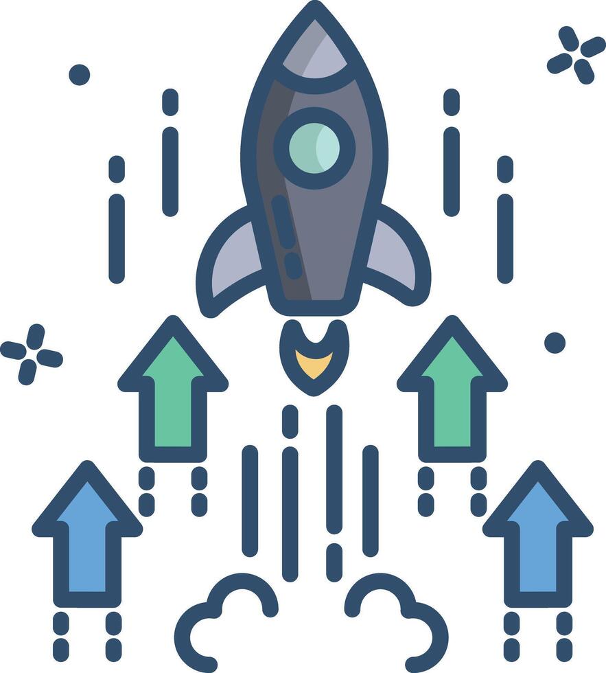 Startup launch linear color illustration vector