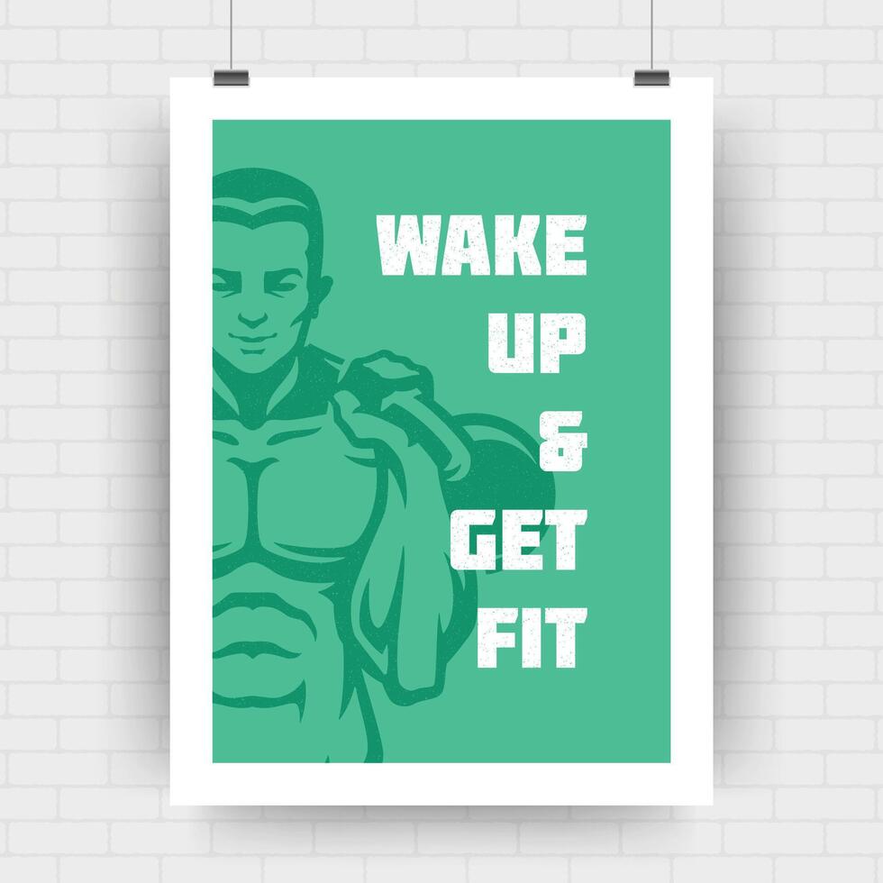 Fitness motivation poster retro typographic quote design template vector