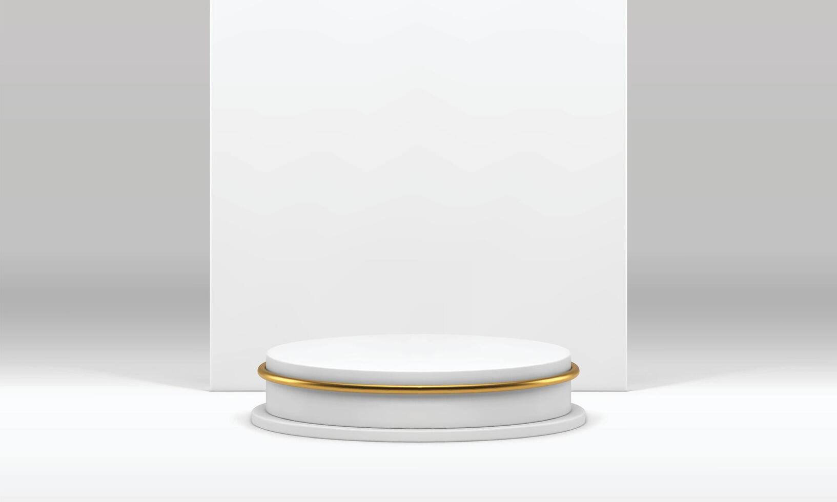 White 3d cylinder podium with wall background for luxury product show realistic illustration vector