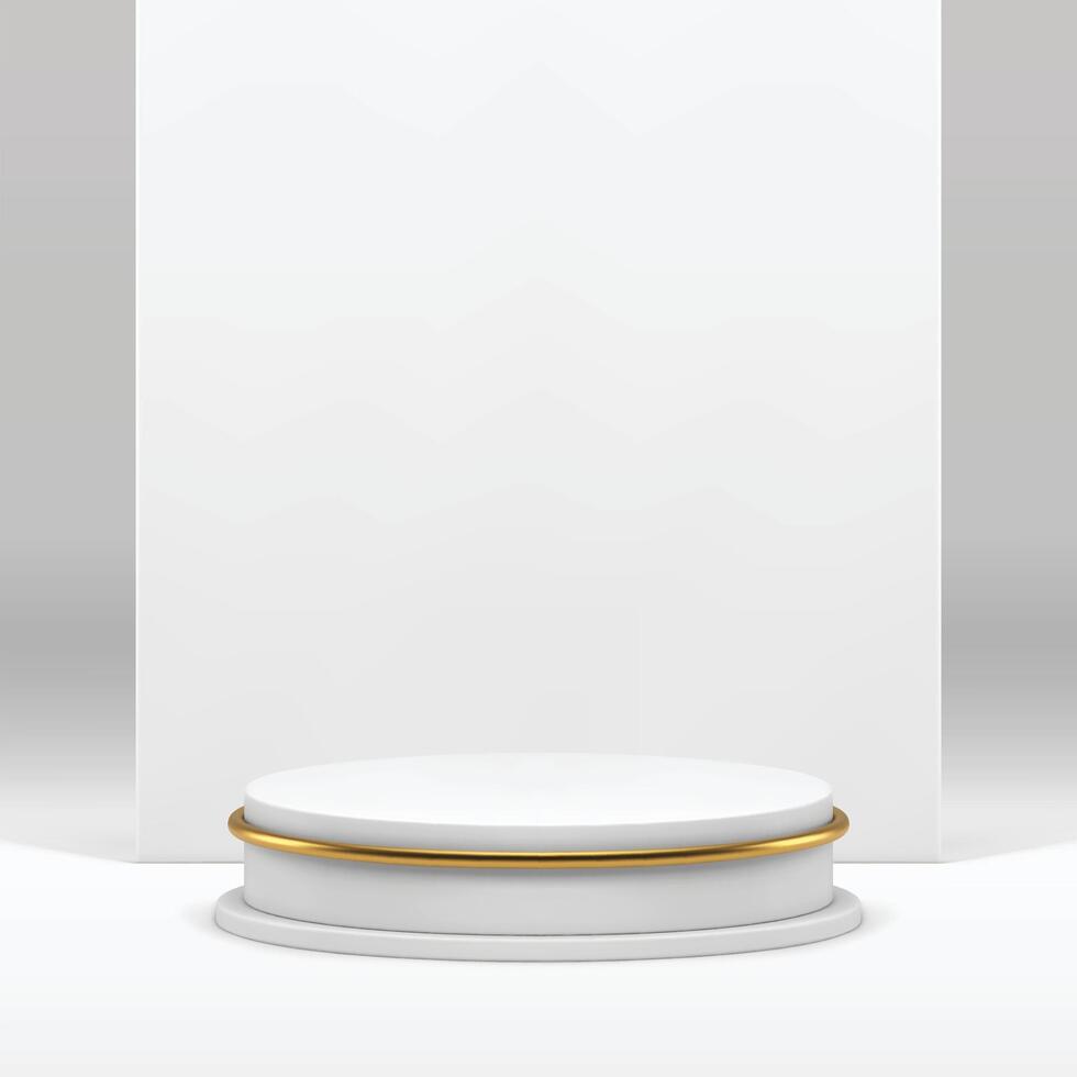 Elegant 3d white podium pedestal mock up for cosmetic product show presentation realistic vector