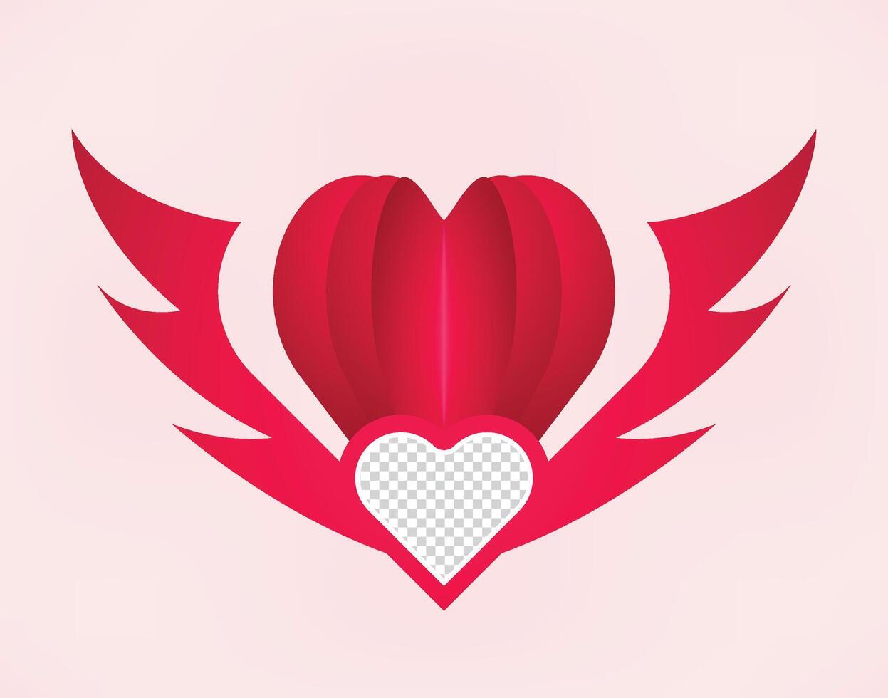 Valentine love flying heart shape with image placeholder vector