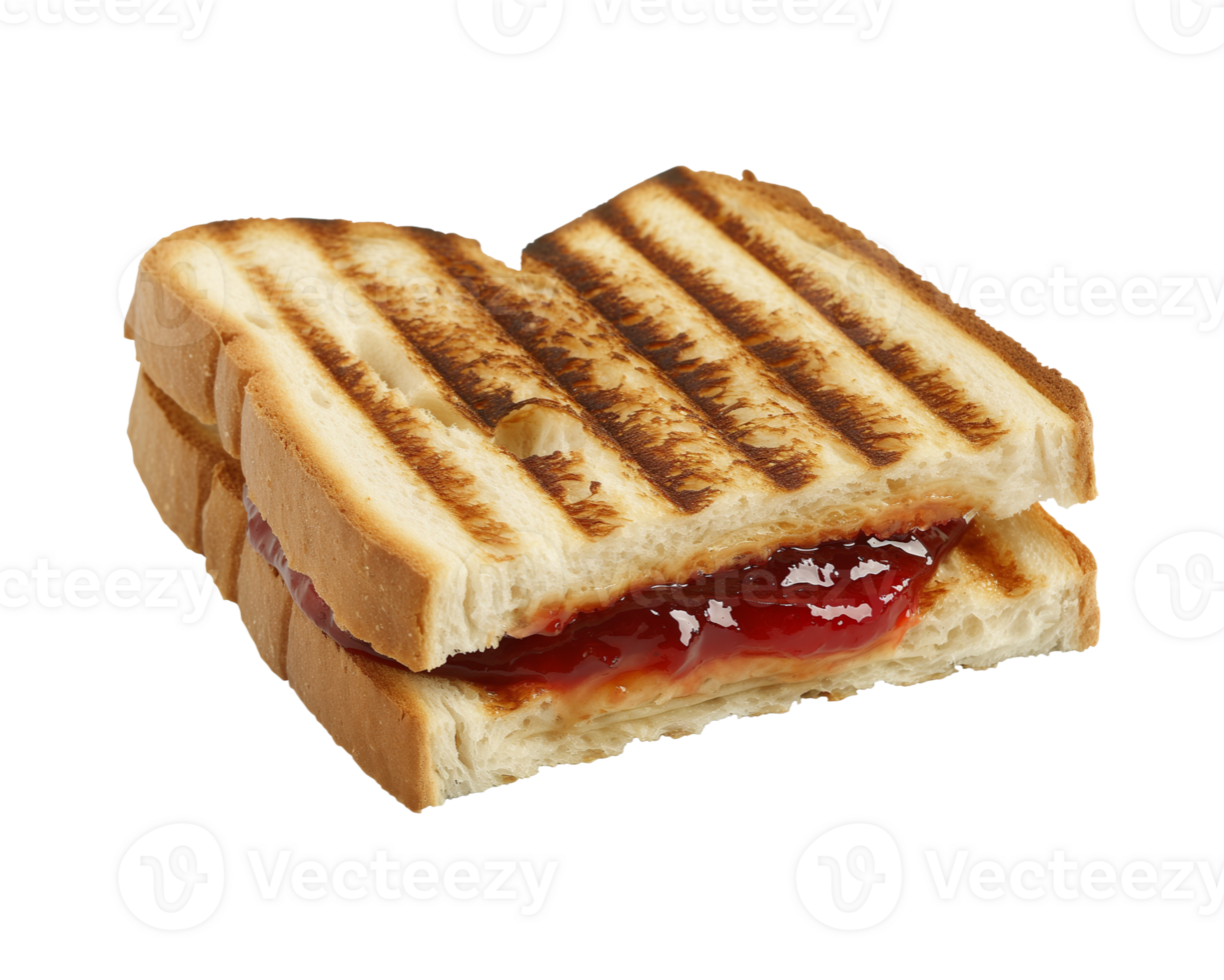 toast sandwich with strawberry jam isolated on a transparent background png